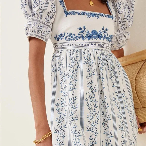 Agua by Agua Bendita Pistacho grosellas-printed poplin dress maxi floral - Picture 4 of 12